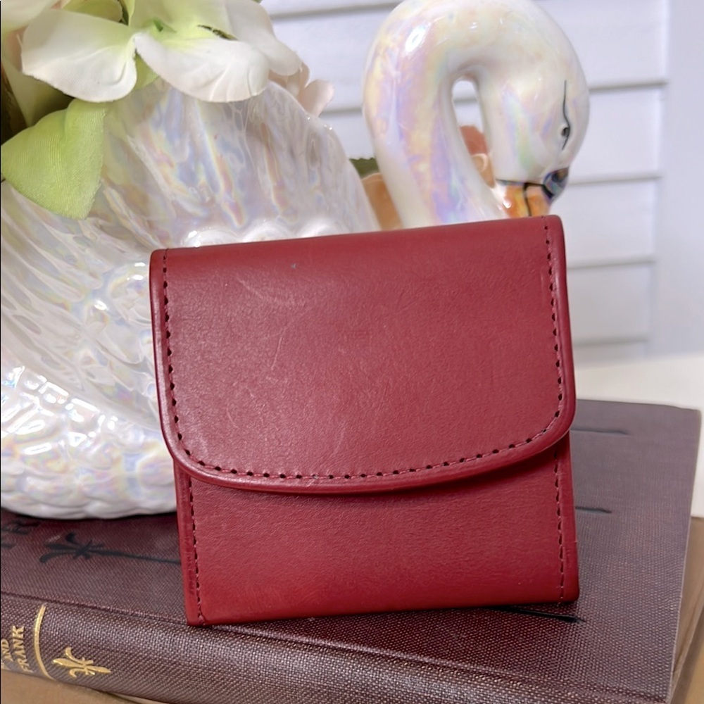 VINTAGE COACH Red Leather Mini Envelope Coin Purse Wallet RARE!